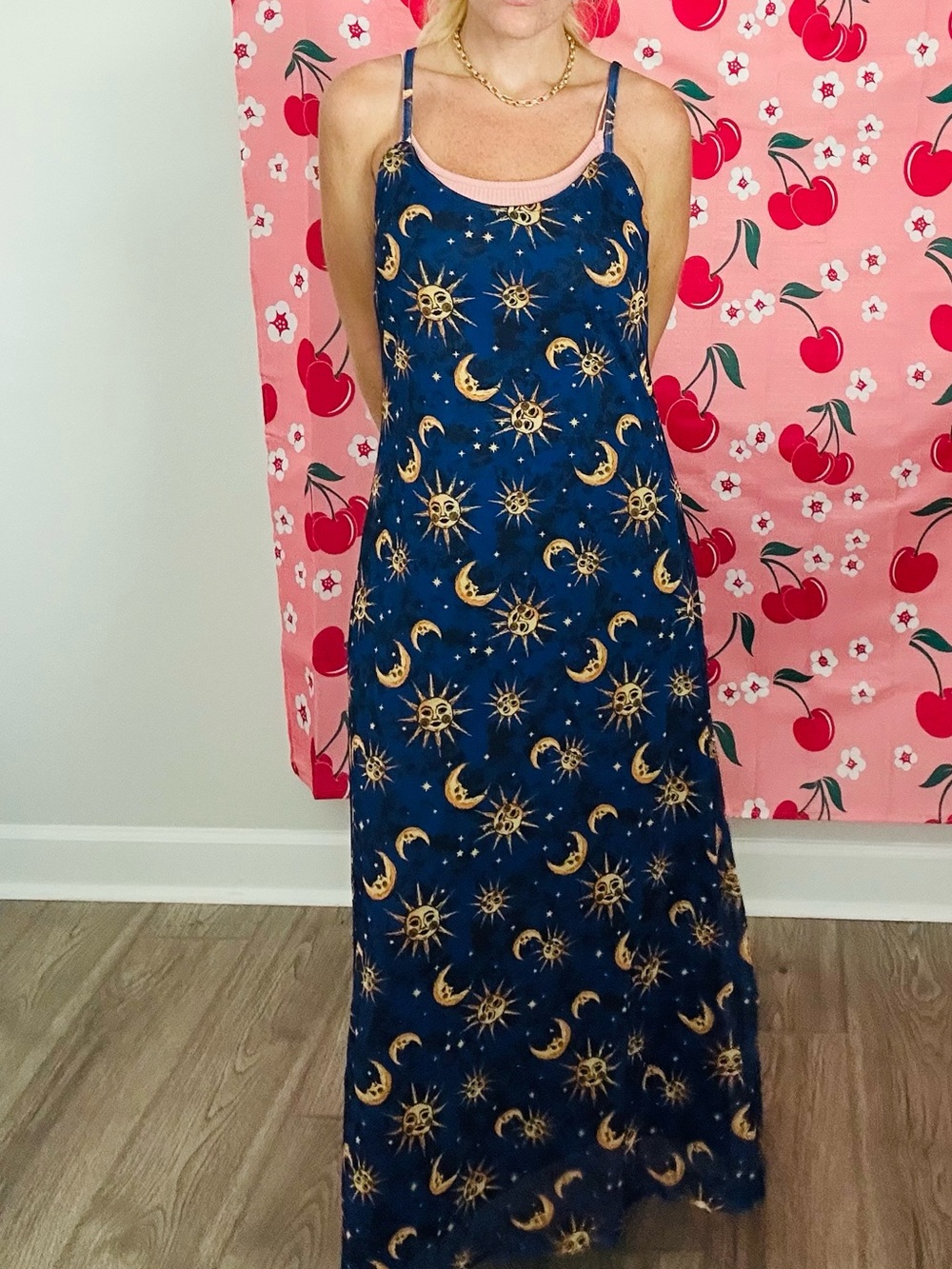 Hot Topic Navy Sun & Moon Maxi Dress